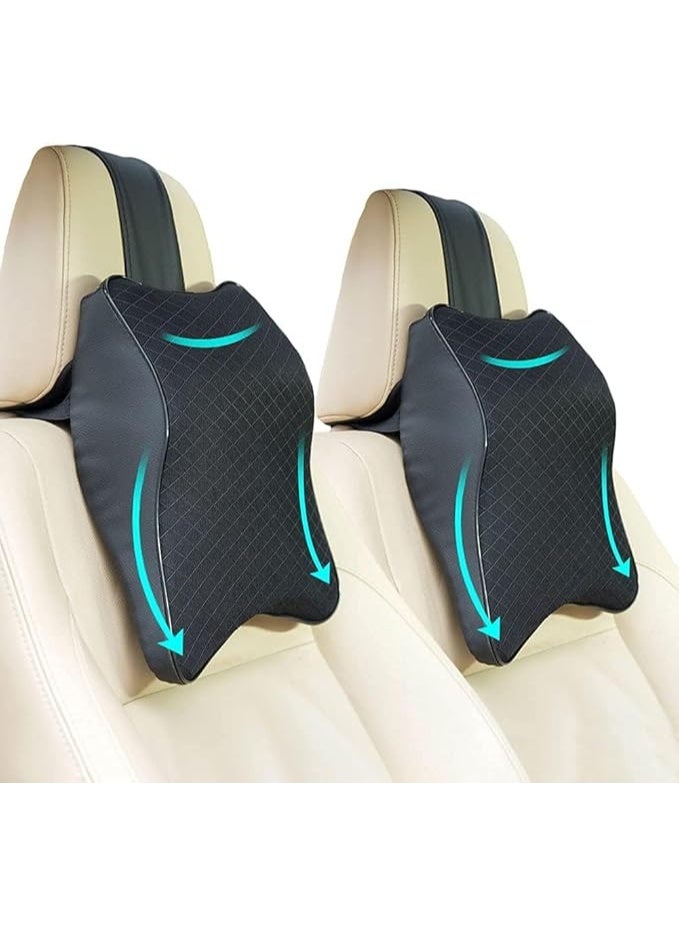 Set of 2 Premium Memory Foam Car Neck Pillows - Ergonomic Headrest Cushions for Driving Comfort and Neck Pain Relief - Durable Contoured Support for Car Seats - Image 4